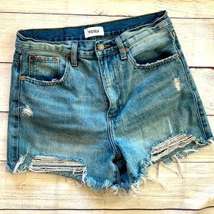 Pistola High Rise Distressed Frayed Hem Denim Shorts 27